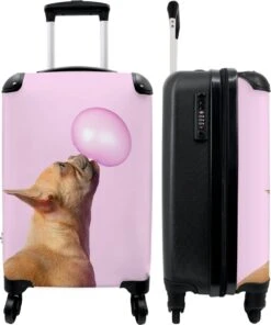 NoBoringSuitcases.com® Kinderkoffer - Hond - Dieren - Kauwgom - Roze - Kinderen - Trolley Kinderen - Past Binnen 55x40x20 Cm En 55x35x25 Cm - Reiskoffer Met Wielen - Koffertje -Mode Bagage Winkel 1000x1200 3