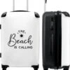 NoBoringSuitcases.com® Koffer Groot - Tekst - Strand - The Beach Is Calling - Zwart Wit - Vakantie - Trolley Koffer Met TSA-slot - Met Wielen - 90 Liter - Reiskoffer - 66 Cm -Mode Bagage Winkel 1007x1200 9