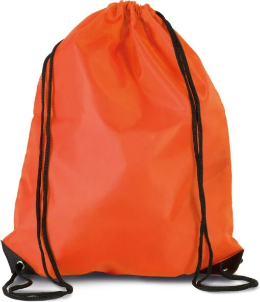 Merkloos Sport Gymtas/draagtas In Kleur Oranje Met Handig Rijgkoord 34 X 44 Cm Van Polyester En Verstevigde Hoeken -Mode Bagage Winkel