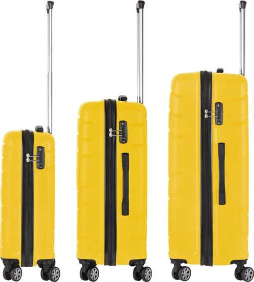 TravelZ Big Bars Kofferset - Trolleyset 3-delig Met TSA-slot - Geel -Mode Bagage Winkel