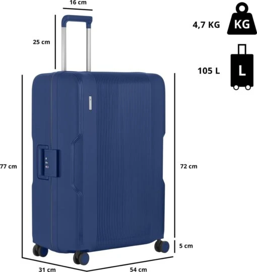 CarryOn Protector Luxe Grote Reiskoffer - Trolley 77cm Met TSA-klikslot - Ultrasterk - Blauw -Mode Bagage Winkel 1134x1200 1