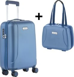 CarryOn Skyhopper Handbagage En Beautycase - 55cm TSA Trolley En Make-up Koffer - Blauw -Mode Bagage Winkel 1161x1200