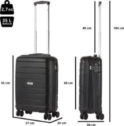 TravelZ Big Bars Handbagagekoffer 55cm Met TSA-slot - Ultrasterk - Zwart -Mode Bagage Winkel 1175x1200 1