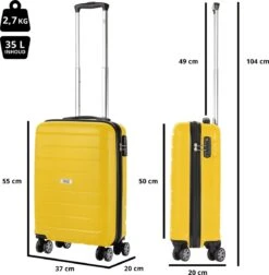 TravelZ Big Bars Handbagagekoffer 55cm Met TSA-slot - Ultrasterk - Geel -Mode Bagage Winkel 1175x1200