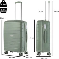 TravelZ Big Bars Reiskoffer 68 Cm Met Dubbele Wielen - Trolley Koffer Met TSA-slot - Olijf -Mode Bagage Winkel 1183x1200