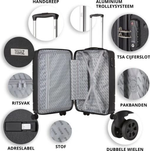 TravelZ Big Bars Handbagagekoffer 55cm Met TSA-slot - Ultrasterk - Zwart -Mode Bagage Winkel 1192x1200 1