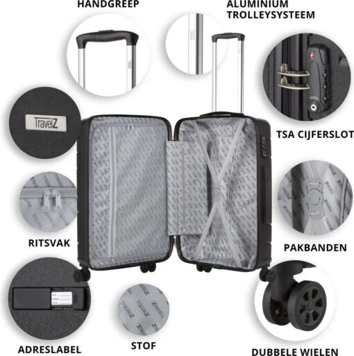 TravelZ Big Bars Kofferset - Trolleyset TSA 2-delig - Handbagage En Groot - Zwart -Mode Bagage Winkel 1192x1200 7