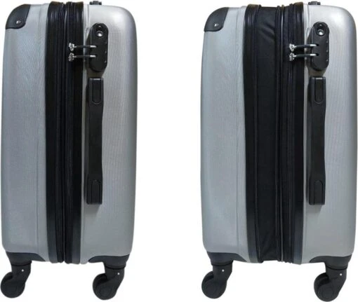 SB Travelbags 'Expandable' Handbagage Koffer 53cm 4 Wielen Trolley - Zilver -Mode Bagage Winkel