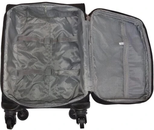 Stoffen Handbagage Koffer 51cm 4 Wielen Trolley - Bruin -Mode Bagage Winkel