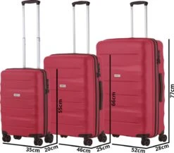 CarryOn Porter ® Kofferset - TSA Trolleyset 3-delig Met OKOBAN - Dubbele Wielen - Rood -Mode Bagage Winkel 1200x1052