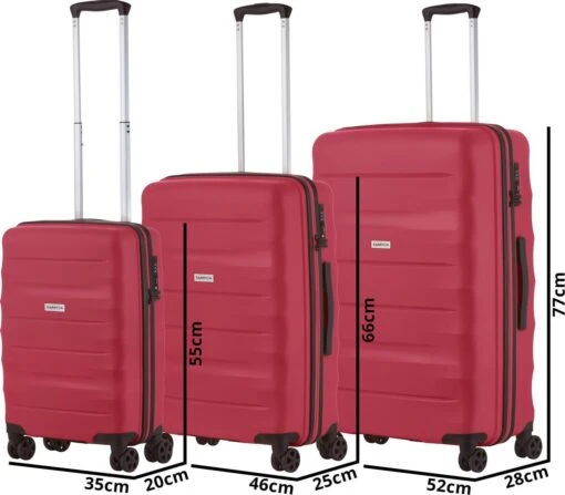 CarryOn Porter ® Kofferset - TSA Trolleyset 3-delig Met OKOBAN - Dubbele Wielen - Rood -Mode Bagage Winkel