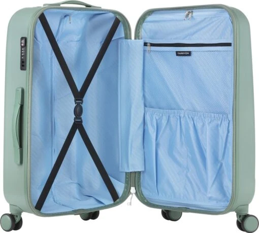 CarryOn Skyhopper Handbagage En Beautycase - 55cm TSA Trolley En Make-up Koffer - Olijf -Mode Bagage Winkel 1200x1079 2