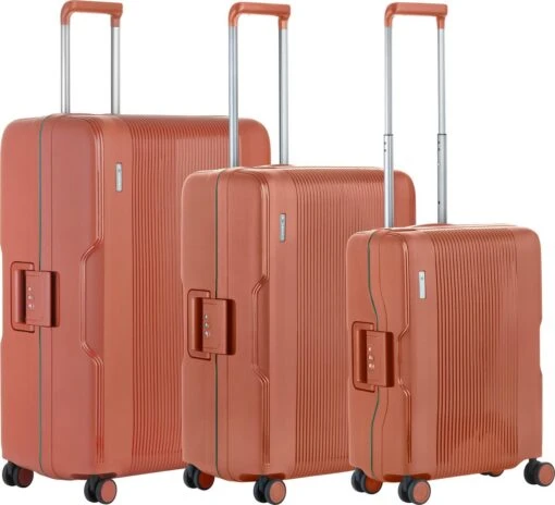 CarryOn Protector Luxe 3-delige Kofferset - Trolleyset Met TSA-kliksloten - Terra -Mode Bagage Winkel