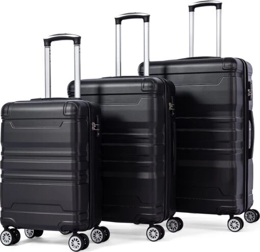 Merax 3-delig Kofferset Met TSA Slot - Trolleyset ABS 40L, 70L & 110 Liter - Zwart -Mode Bagage Winkel 1200x1165 2