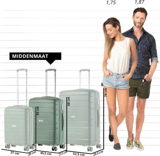 TravelZ Big Bars Reiskoffer 68 Cm Met Dubbele Wielen - Trolley Koffer Met TSA-slot - Olijf -Mode Bagage Winkel