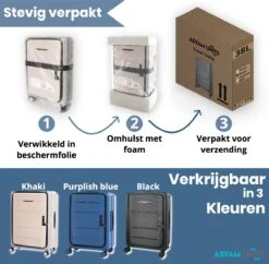 Asyam Units- Handbagage- Invouwbaar- Koffer- Koffer 38L- Spinner Wielen- TSA Slot- Lichtgewicht- Blauw -Mode Bagage Winkel 1200x1175