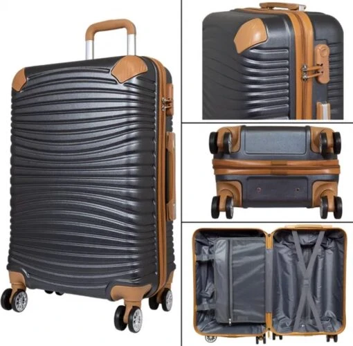 Monopol - Brisbane - Handbagage + BEATYCASE! - 100% Polycarbonaat - Antraciet - Maat XS / 25 Liter + 18 Liter -Mode Bagage Winkel 1200x1177 1