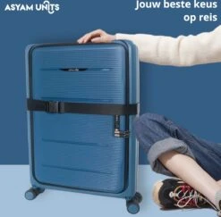 Asyam Units- Handbagage- Invouwbaar- Koffer- Koffer 38L- Spinner Wielen- TSA Slot- Lichtgewicht- Blauw -Mode Bagage Winkel 1200x1181