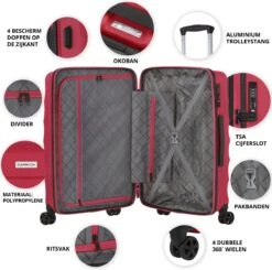 CarryOn Porter ® Kofferset - TSA Trolleyset 3-delig Met OKOBAN - Dubbele Wielen - Rood -Mode Bagage Winkel 1200x1191 4