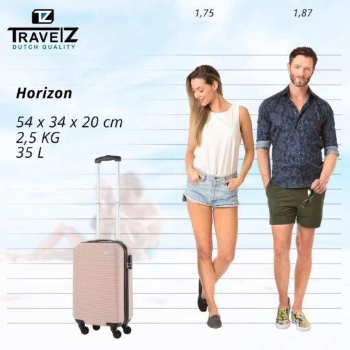 TravelZ Horizon Handbagagekoffer - 54cm Handbagage Trolley Met Gevoerde Binnenkant - Champagne -Mode Bagage Winkel