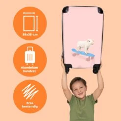 NoBoringSuitcases.com® Kinderkoffer - Trolley Kinderen - Varken - Roze - Skateboard - Kinderen - Meisje - Koffer Dieren - Past Binnen 55x40x20 Cm En 55x35x25 Cm - Reiskoffer Met Wielen -Mode Bagage Winkel 1200x1200 107