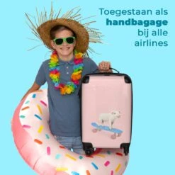 NoBoringSuitcases.com® Kinderkoffer - Trolley Kinderen - Varken - Roze - Skateboard - Kinderen - Meisje - Koffer Dieren - Past Binnen 55x40x20 Cm En 55x35x25 Cm - Reiskoffer Met Wielen -Mode Bagage Winkel 1200x1200 109