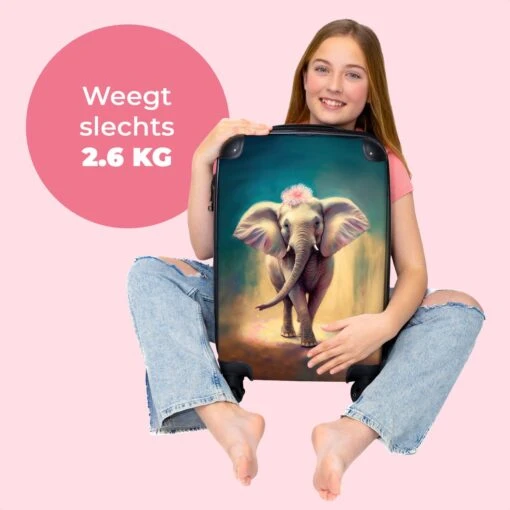 NoBoringSuitcases.com® Koffer - Handbagage Trolley - Olifant - Verf - Bloemen - Portret - Abstract - Reiskoffer Met Wielen - Past Binnen 55x40x20 Cm En 55x35x25 Cm - Koffertje - Fotokoffer -Mode Bagage Winkel 1200x1200 192