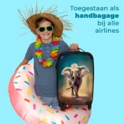 NoBoringSuitcases.com® Koffer - Handbagage Trolley - Olifant - Verf - Bloemen - Portret - Abstract - Reiskoffer Met Wielen - Past Binnen 55x40x20 Cm En 55x35x25 Cm - Koffertje - Fotokoffer -Mode Bagage Winkel 1200x1200 195