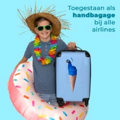 NoBoringSuitcases.com® Koffer - Reiskoffer Met Wielen - Pauw - IJshoorntjes - Blauw - IJs - Vogel - Handbagage Trolley - Past Binnen 55x40x20 Cm En 55x35x25 Cm - Fotokoffer -Mode Bagage Winkel 1200x1200 360