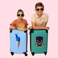 NoBoringSuitcases.com® Koffer - Reiskoffer Met Wielen - Pauw - IJshoorntjes - Blauw - IJs - Vogel - Handbagage Trolley - Past Binnen 55x40x20 Cm En 55x35x25 Cm - Fotokoffer -Mode Bagage Winkel 1200x1200 362