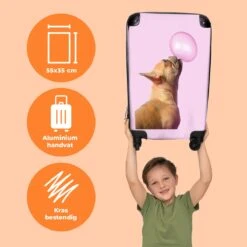 NoBoringSuitcases.com® Kinderkoffer - Hond - Dieren - Kauwgom - Roze - Kinderen - Trolley Kinderen - Past Binnen 55x40x20 Cm En 55x35x25 Cm - Reiskoffer Met Wielen - Koffertje -Mode Bagage Winkel 1200x1200 389