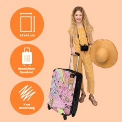 NoBoringSuitcases.com® Koffer Groot - Roze - Eenhoorn - Skateboard - Tekening - Trolley Koffer Met TSA-slot - Met Wielen - 90 Liter - Reiskoffer - 66 Cm -Mode Bagage Winkel 1200x1200 395