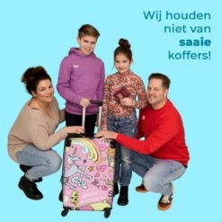 NoBoringSuitcases.com® Koffer Groot - Roze - Eenhoorn - Skateboard - Tekening - Trolley Koffer Met TSA-slot - Met Wielen - 90 Liter - Reiskoffer - 66 Cm -Mode Bagage Winkel 1200x1200 397