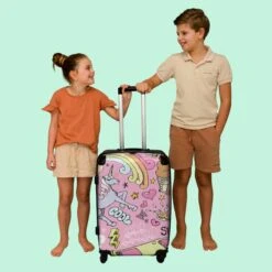 NoBoringSuitcases.com® Koffer Groot - Roze - Eenhoorn - Skateboard - Tekening - Trolley Koffer Met TSA-slot - Met Wielen - 90 Liter - Reiskoffer - 66 Cm -Mode Bagage Winkel 1200x1200 399