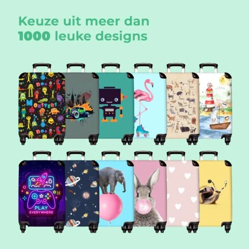 NoBoringSuitcases.com® Koffer Groot - Roze - Eenhoorn - Skateboard - Tekening - Trolley Koffer Met TSA-slot - Met Wielen - 90 Liter - Reiskoffer - 66 Cm -Mode Bagage Winkel 1200x1200 400