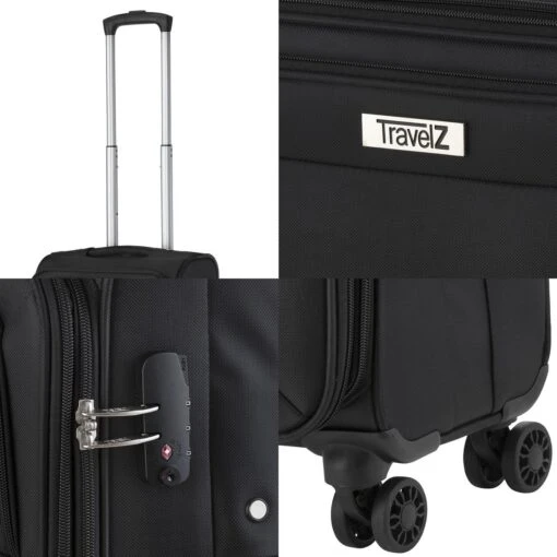 TravelZ Softspinner TSA Kofferset - 3-delige Zachte Trolleyset - Dubbele Wielen En Voorvakken Zwart -Mode Bagage Winkel 1200x1200 641