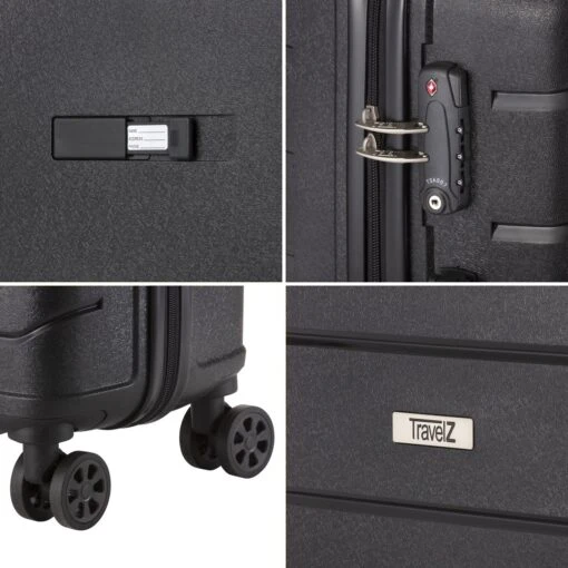 TravelZ Big Bars Kofferset - Trolleyset TSA 2-delig - Handbagage En Groot - Zwart -Mode Bagage Winkel 1200x1200 642