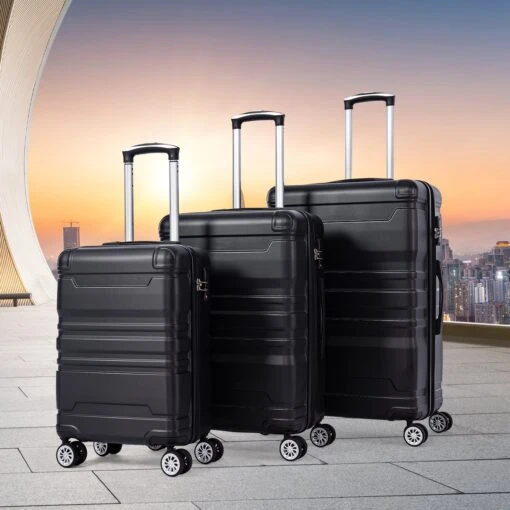 Merax 3-delig Kofferset Met TSA Slot - Trolleyset ABS 40L, 70L & 110 Liter - Zwart -Mode Bagage Winkel 1200x1200 648