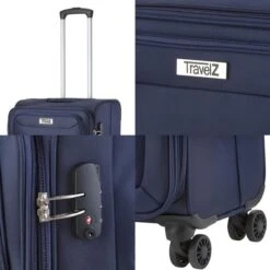 TravelZ Softspinner TSA Kofferset - 3-delige Zachte Trolleyset - Dubbele Wielen En Voorvakken Blauw -Mode Bagage Winkel 1200x1200 658