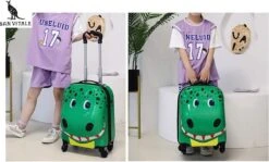 San Vitale® - Lichtgewicht Reis Koffer - Trolley - Handbagage - Dino - Krokodil - Groen -Mode Bagage Winkel 1200x725 1