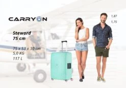 CarryOn Steward TSA Reiskoffer - 75cm Trolley Met Kliksloten - Dubbele Wielen - Mint -Mode Bagage Winkel 1200x847