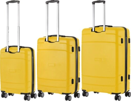 TravelZ Big Bars Kofferset - Trolleyset 3-delig Met TSA-slot - Geel -Mode Bagage Winkel