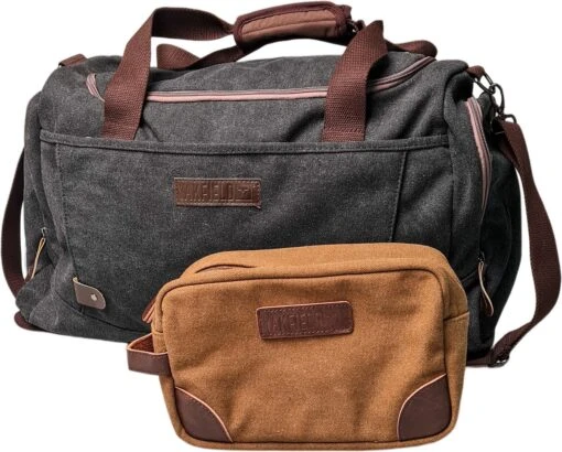 Yakfield - Reistas - Dames En Heren - Combinatiedeal - Weekendtas Zwart Antraciet Grijs - Toilettas Bruin - Compact - Canvas - Vintage -Mode Bagage Winkel