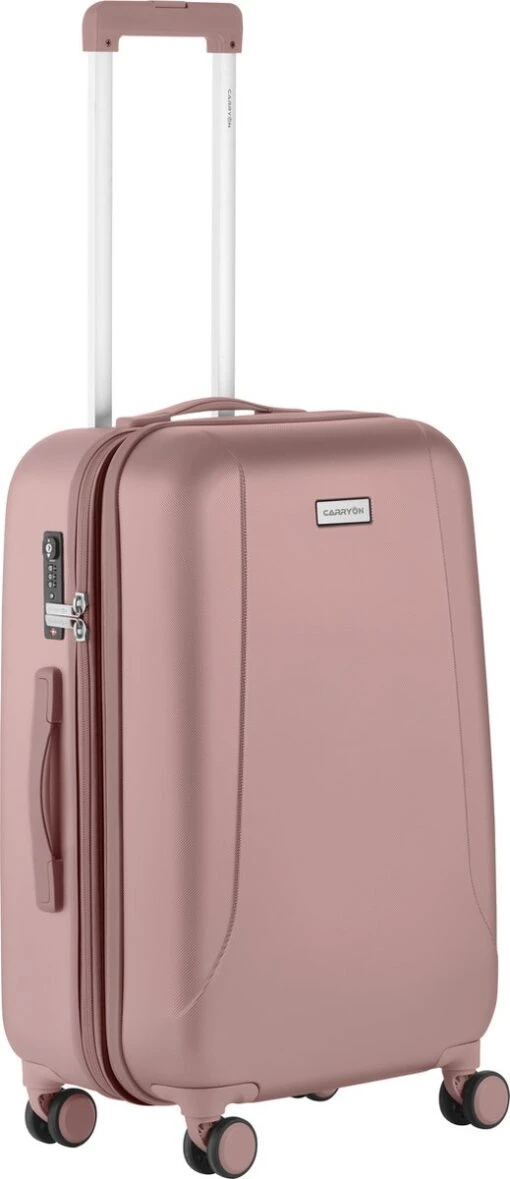 CarryOn Skyhopper Reiskoffer - 68.5cm TSA Trolley Met Expander En OKOBAN - Roze -Mode Bagage Winkel