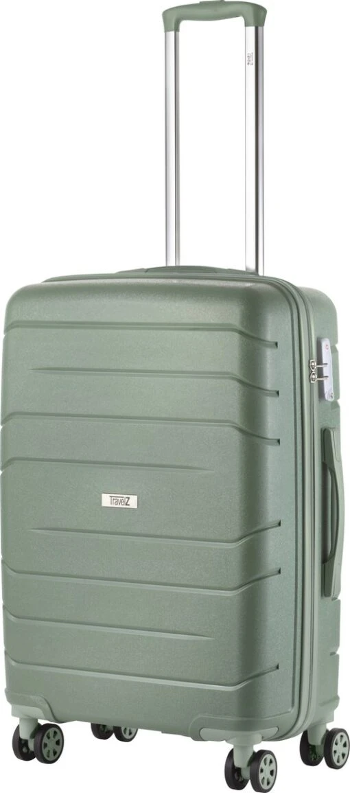 TravelZ Big Bars Reiskoffer 68 Cm Met Dubbele Wielen - Trolley Koffer Met TSA-slot - Olijf -Mode Bagage Winkel