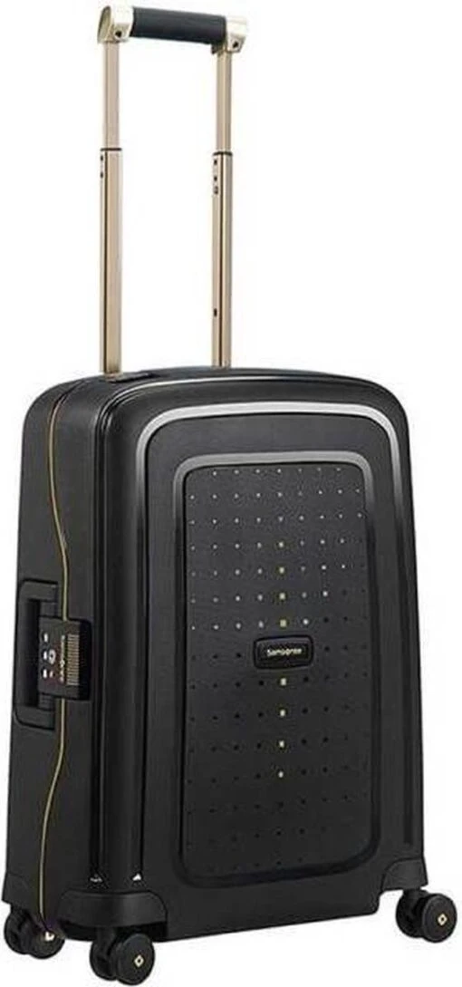 Samsonite Reiskoffer - S'Cure Dlx Spinner 55/20 (Handbagage) Black/Gold Deluscious -Mode Bagage Winkel