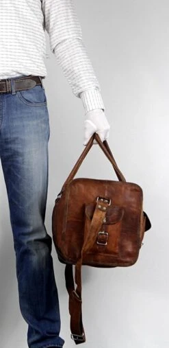 Merkloos Reistas Van ECHTE LEER - Sporttas - Weekendtas MALAGA Echte Leder - Cognac Bruin -HANDGEMAAKTE VINTAGE STIJL Duffel Tas -Mode Bagage Winkel 585x1200 1