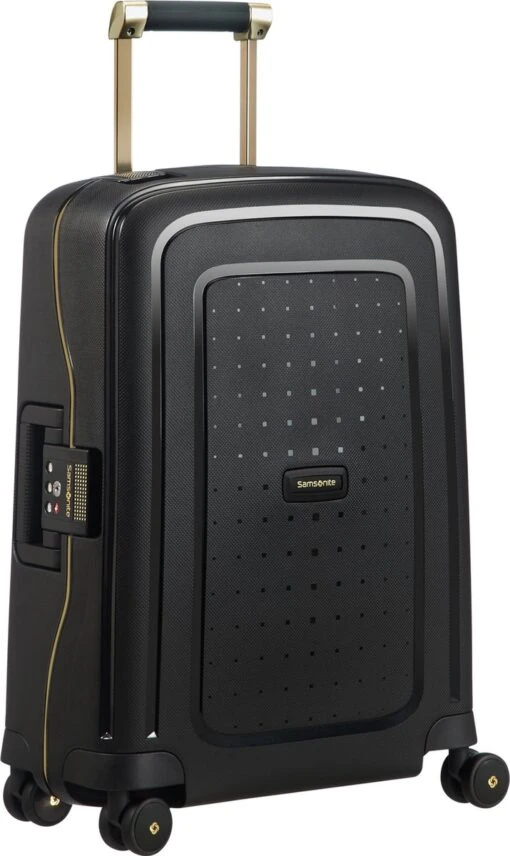 Samsonite Reiskoffer - S'Cure Dlx Spinner 55/20 (Handbagage) Black/Gold Deluscious -Mode Bagage Winkel