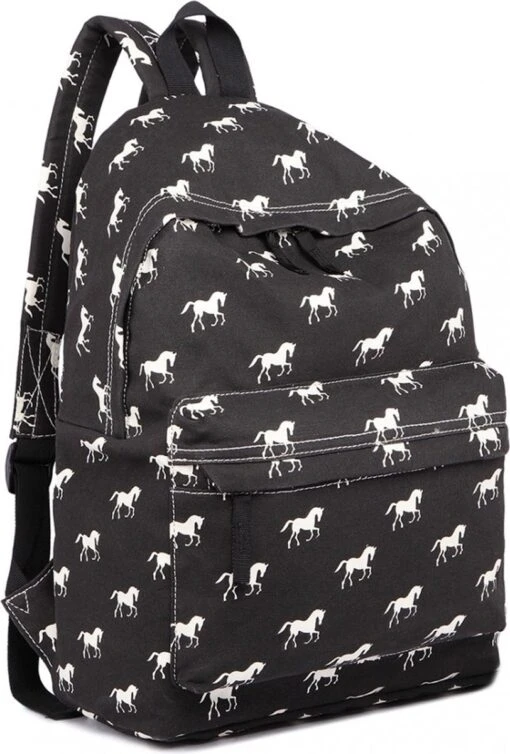 Miss Lulu Rugzak - Schooltas - Schoolrugzak Paarden - Premium Kwaliteit - Zwart (e1401h Bk) -Mode Bagage Winkel 812x1200 5