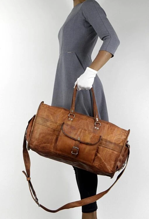 Merkloos Reistas Van ECHTE LEER - Sporttas - Weekendtas MALAGA Echte Leder - Cognac Bruin -HANDGEMAAKTE VINTAGE STIJL Duffel Tas -Mode Bagage Winkel 819x1200 1